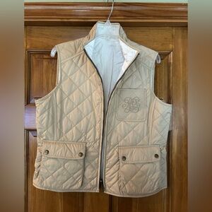 Lauren Ralph Lauren Tan/White Reversible Quilted Vest